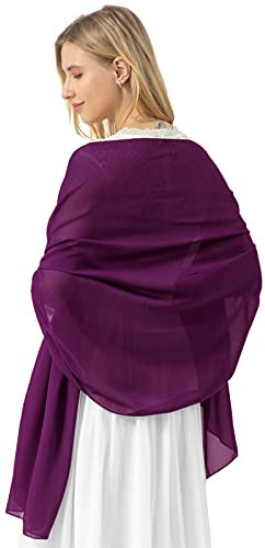 bridesmay Damen Halstuch Sommer Schal Festliche Stola für Abendkleid Hochzeit Chiffon Silk Scarf Grape M