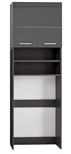 trendteam smart living - Amanda - Waschmaschinenüberbau - Agave Grau Hochglanz - 2 offene Fächer + 3 Einlegeböden - (BxHxT) 63 x 187 x 24 cm - Kratzfest