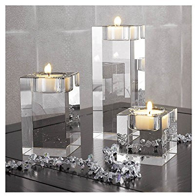 Cosy YcY K9 Bougeoir en cristal pour bougie chauffe-plat - décoration pour mariage, anniversaire, Noël, bar, soirées, Cristal, Hight of 6+8+12CM