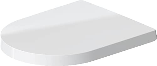 Duravit WC-Sitz ME by Starck, Toilettendeckel mit Absenkautomatik, Klodeckel aus Urea-Duroplast, mit Edelstahl Scharnieren, Weiß Seidenmatt, Länge: 45,8 cm