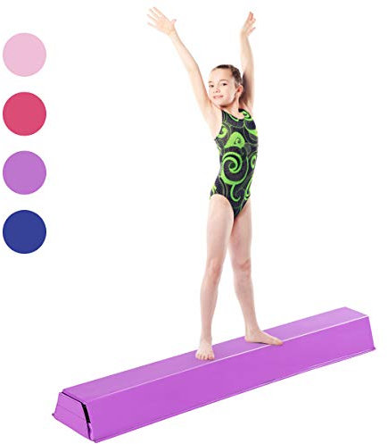 DREAMADE Schwebebalken Gymnastikbalken 117 cm, Training Balance Beam für Kinder sowie Erwachsene (Lila)
