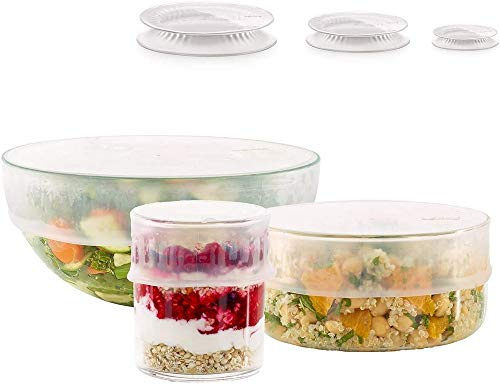 Kit Reusable Flexible lids x 3 pcs | Stretches to fit various container shapes, creating an airtight seal to keep commercial kitchen ingredients fresh.