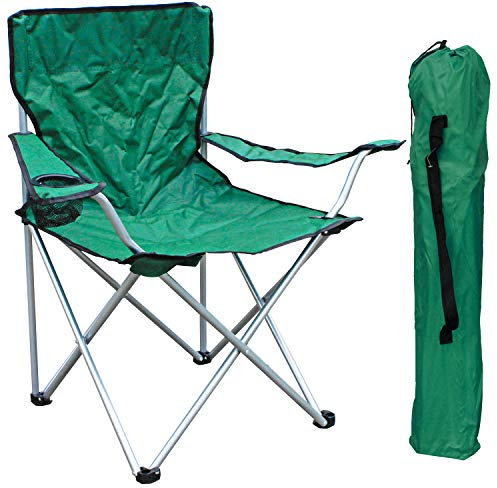 Campingstuhl Anglersessel Anglerstuhl Faltstuhl Regiestuhl Grün inkl. Getränkehalter und Tasche belastbar bis 120kg