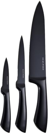 Ensemble de 3 couteaux à steak en acier inoxydable noir Scalpers Home.