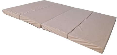 Natalia Spzoo breite Faltmatratze 180 x 120 x 8 cm Klappmatratze mit Schaumstoffkern & abnehmbarem Bezug klappbare Schlafmatte (1009 Beige)
