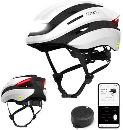 Lumos Ultra Casque Intelligent | Casque de vélo | Feux LED Avant et arrière | Clignotants | Feux arrière | Connexion Bluetooth | Adulte : Hommes, Femmes (Blanc, Taille : S)