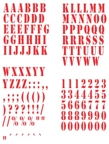 generisch Alphabet ABC Buchstaben Zahlen Aufkleber Set Klebebuchstaben 309/2 (2 cm hoch, rot Glanz)