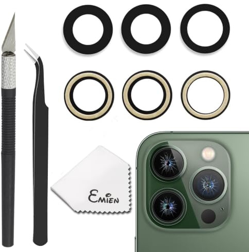 EMiEN Back Rear Camera Glass Lens Replacement for iPhone 13 Pro and iPhone 13 Pro Max with Reparing Tool