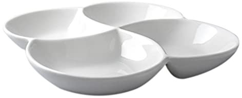 Multi-Grid Snack Plate, Divided Serving Platter for Dried Fruits, Candy, Chocolate 4-Compartment Fruit Bowl White Food Serving Tray Compartment Dried Tray White