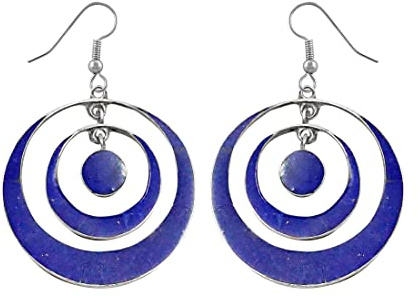 Handgefertigter Ohrringe Baumeln für Damen Lapislazuli Edelstein Ohrhänger Ethnisch Designer Versilberte Mode Schmuck für Geschenke Drop Dangle Earrings