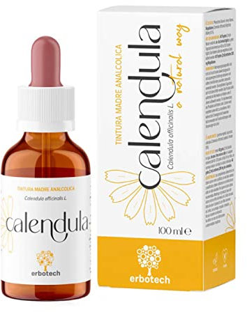 ERBOTECH, Tintura Madre de Caléndula, Tintura Madre de Gotas para Diluir en Agua, Vegano, No Deriva de Plantas OGM, Made in Italy, 100 ml