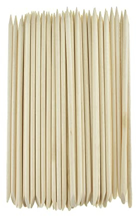 HAHIYO Palo de madera naranja de 6 pulgadas, 70 unidades, para uñas, empujador de cutículas de madera de doble cara, removedor de cutículas de manicura y pedicura, palo de madera para manicura de