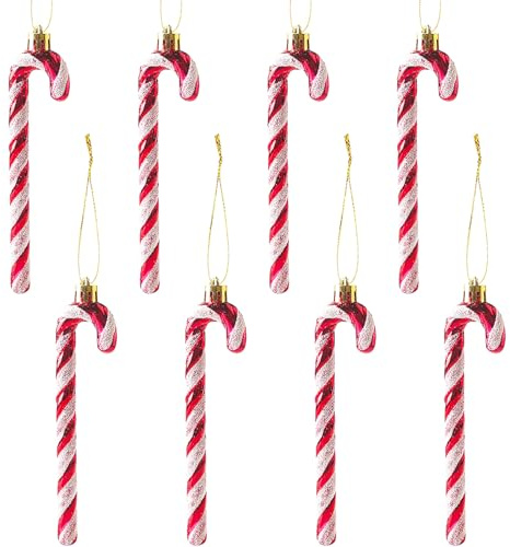 14CM Glitzer Weihnachtsbaum Deko Rot Zuckerstangen Anhänger 8 Stück Weihnachtsbaumschmuck Zuckerstange Weihnachten Deko Christbaumschmuck Baumschmuck Weihnachten