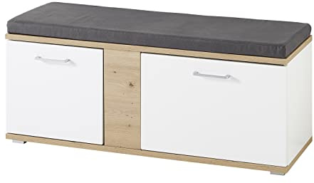 möbelando Schuhbank >SIGNO II< (BxHxT: 120x50x38 cm) in Artisan/Weiß - 120x50x38 (BxHxT)