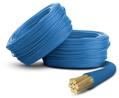 Primes DIY 2.5mm Single Core Conduit Cable, 6491X Copper PVC Earth Wire, BASEC Approved – Blue Neutral(5 Meter)