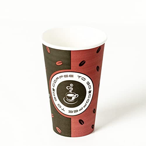 Commerline Pappbecher 480 ml Ø90 mm, 50 Stück, Kaffeebecher to go | Coffee to Go Becher, Papierbecher aus Hartpapier, Einweg Kaffeebecher für Büro, Gastronomie, Catering & Kaffee