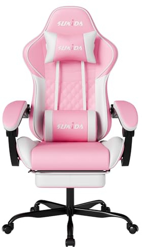 Ergonomic Video Gamer Chairs Gaming Computer Chairs Gamer Chairs for Adults Massage Lumbar Support Swivel Height Adjustable Headrest Backrest