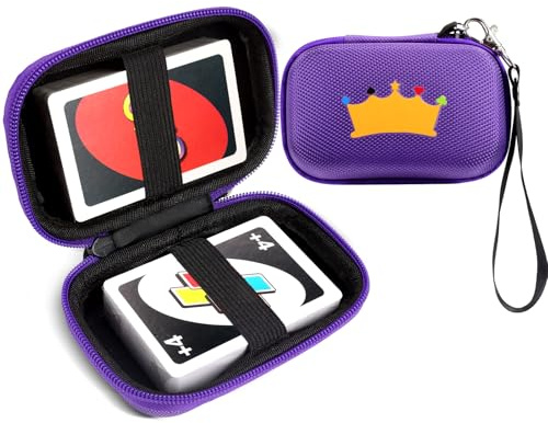 Meetikar Hartschalen Tragetasche Hülle Kompatibles UNO, Phase 10, SKIPKO Kartenspiel, Spielkarten Box mit Handschlaufe für Spiele im Freien oder Party Kartenspiel (Karten Nicht inklusive) (Lila)