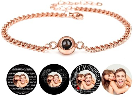 Benutzerdefinierte Armbänder mit Bild im Inneren personalisierte Foto Projektion Armbänder benutzerdefinierte Portrait Schmuck Jahrestag Valentinstag Geburtstag Geschenk für Paar Frauen Männer