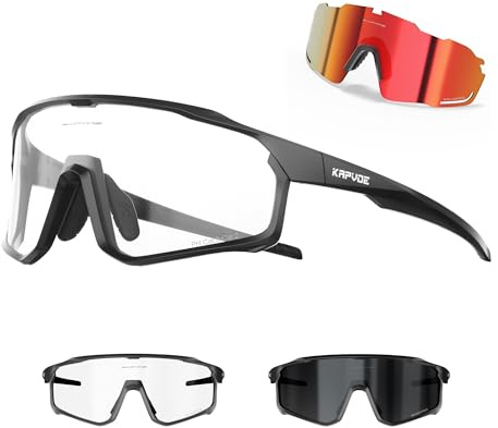 KAPVOE Fahrradbrille 2 Gläser Photochromatisch Herren Damen K93