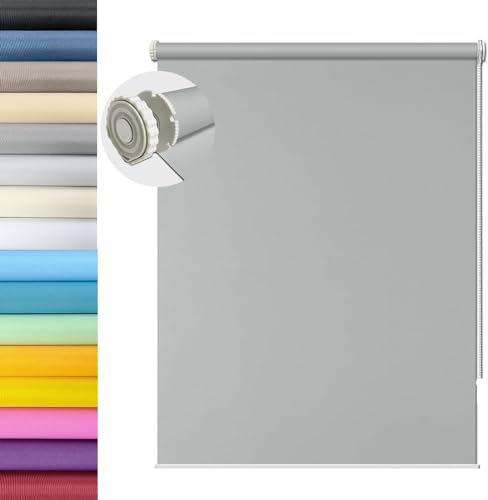Fensterrollo für Fenster & Türen 90 x 180 cm Flexibler Seitenzug Top Qualität Deckenmontag Seitenzugrollo Inkl Montage-Teile, für Schlafzimmer, Küche, Hellgrau