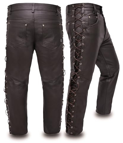 Touch&Torn Leather Pants Motorcycle Pants for Men Waist 30 Black 5 Pockets Straight Leg Motorbike Pant for Bikers Rider