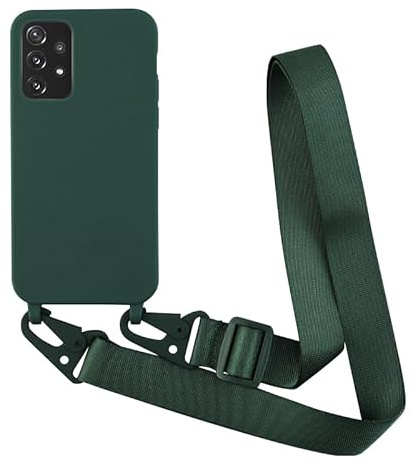 Yichxu Handyband Hülle für Samsung Galaxy A52S 5G mit Band, Silikon Handyhülle mit Kordel Lanyard, Schutzhülle mit Kette Stoßfest Nylon Schultergurt Necklace Handy Hülle für Samsung A52 4G/5G Grün