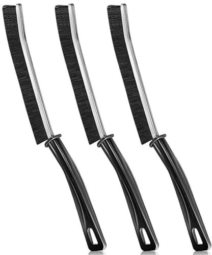 DAZISEN 3 PCS Brosse de Nettoyage des Interstices - Noir Brosse à Coulis Multifonctionnelle Brosse Joint Carrelage Brosse Nettoyage avec Poignée pour Salle de Bain, Cuisine, Fenêtres
