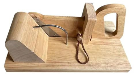 Premium Wurstschneider Holz manuell | Wursthobel mit Edelstahl-Klinge | Aufschnittmaschine Guillotine