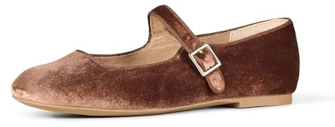 Amazon Essentials Ballerines Mary Jane Femme, Brun Velours, 43 EU