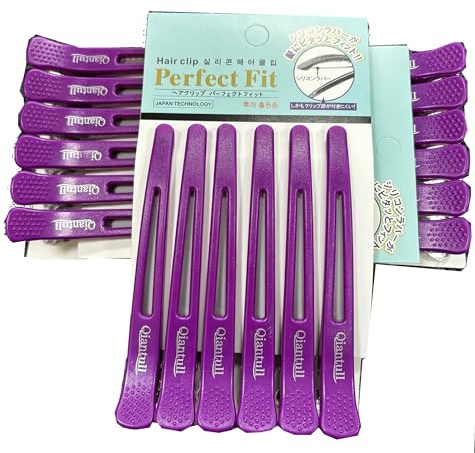 12pcs Haarklammer Abteilklammern Friseur Klammern Haarclips 11.5 cm Lila | Salon Haarklammern, Mit Silikonband, Groß Haarspangen zum Abteilen, Stylen und Schneiden, Friseurbedarf