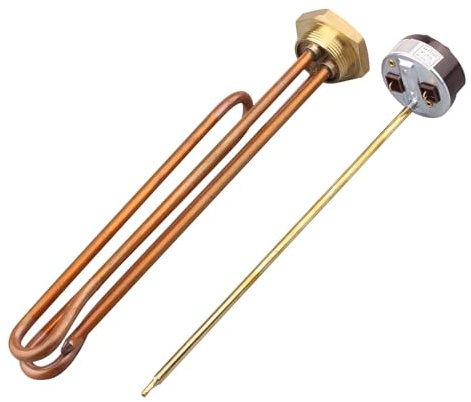 QCUXLRND DN32 1 1/4'' Immersion Water Heater with Thermostat Adjustable Temperature Regulator Heating Element 220v 1200w 1500w 2kw 3kw cuicui (Color : 1200w foldback type, Size : 220V)