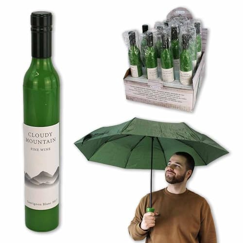 BEMIRO Taschen Regenschirm als Weißweinflasche - ca. 90 cm