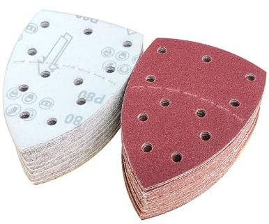 Wanmutrun Papel de Lija Mouse Set 100 piezas 11 Hoyos Grano80 Hojas de Lija Triangular para Lijadora de Detalle Mouse