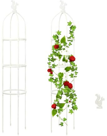 Traliccio Obelisco Da Giardino Per Piante Rampicanti All'aperto,Supporto Per Piante In Vaso Da Interno Esterno,Traliccio Da Giardino Per Piante In Vaso Fiori Vite Vegetale Interni(bianco145 cm)