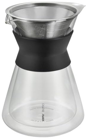 GEFU Kaffeebereiter BUTIO THERMO – Doppelwandige Glaskaraffe mit Permanentfilter | 500 ml für 4 Tassen | Hält Kaffee länger heiß, mit Aromadeckel