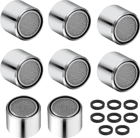 Perlatoren 22 mm, 8 Stück Wasserhahn Luftsprudler für Küchenspüle Wasserspar Filter Innengewinde Sieb Einsatz Wasserhahn mit Dichtung für Küche und Bad