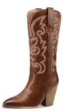 QUEEN HELENA Camperos Stivali con Tacco Stivaletti Texani Donna W306
