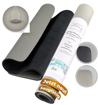 LULEY® Saugfähige Abtropfmatte Geschirr 40x50 cm Grau – Kieselgur | Schnelltrocknend | Diatomit/Kieselgur-Kern | Kunstleder-Optik | rutschfester Gummirücken | für Spüle, Bad & Kaffee-Ecke