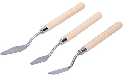 Set di 3 Spatole con Manico in Legno, Strumento per Mescolare Colori a Olio, Spatola per Texture, Raschietto per Pittura a Olio per Belle Arti