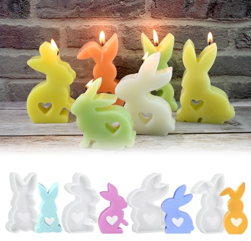 Osterhase Silikonform 4 Stück Ostern Hase Silikonformen Gießformen 3D Kaninchen Gießform Ostern Osterhase Silikonform for Gips, Sojawachs Kerzen, Handwerk
