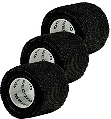 1/3/6 Haftbandagen Größe+Farbe wählbar - selbsthaftende Bandage Fixierverband selbstklebend, Farbe:3 Stück | 5 cm | schwarz