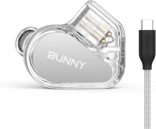 TANCHJIM BUNNY Gaming Earphones with Single Dynamic Dual-Chamber Driver, Wired Earbuds IEM, 1DD 0.78 2pin Monitor with Bass Boot Maze Cavity, Entry-level HIFI In-Ear headphones with Mic - USB Type C