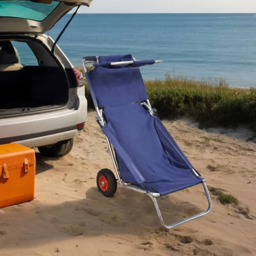 Home & Garden-Beach Trolley mit Rädern, tragbar, faltbar, blau, Möbel Wahl