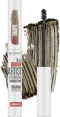 REVERS COSMETICS Gel Sopracciglia Fissante Taupe Brow Artist 8in1 | Intensifica e scurisce il colore | Modella | Riempe le zone rade | Sopracciglia visibilmente più piene e sempre in ordine