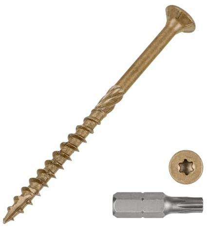 METALLIXITY 50Pcs #10x3 Deck Screws Kit Wood Screw CS Tan | Decking Screws Epoxy Coated with T25 Torx Drive Head for Wood Fence,Table,Chairs