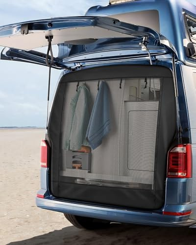 SUPAREE T5 T6 Campervan Mosquito Nets Van Bug Screen Van Screen Rear Door with Zipper Closure & Hook & Loop Fastener for Camper Travel Camping 6'x 5' (Black Mesh)