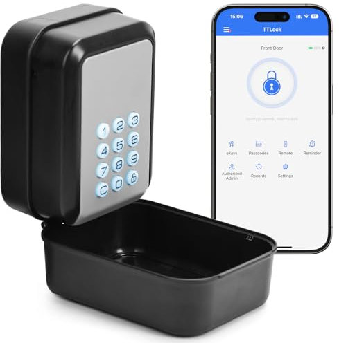 PAIRIER Smart Schlüsselbox, Bluetooth Lock Box unterstützt TTLock APP und PIN-Code Schlüsseltresor mit 12 Stelligem Zahlencode Geeignet für Haus Garage Wohnung, Ferienunterkunft