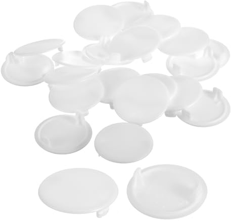 sourcing map 60Pcs Hinge Hole Covers, 35mm(1 3/8) Dia Plastic Concealed Hole Cover Round Flush Type Caps for Furniture Cabinet Cupboard, White