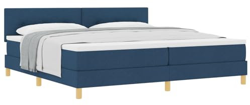 vidaXL Boxspringbett mit Matratze mit Kopfteil Blau 200 x 200 cm Stoff, Stylische Schlafzimmermöbel, verstellbares Kopfteil, Moderne Betten, mittelfestes Schaumstoffmatratze, rechteckiger Bettrahmen